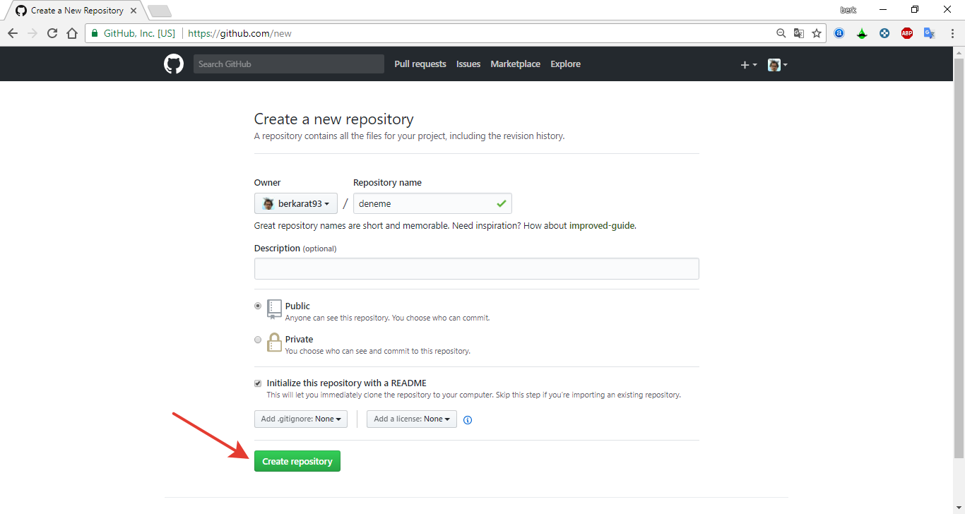 Github Proje Yükleme ekran görüntüsü 4