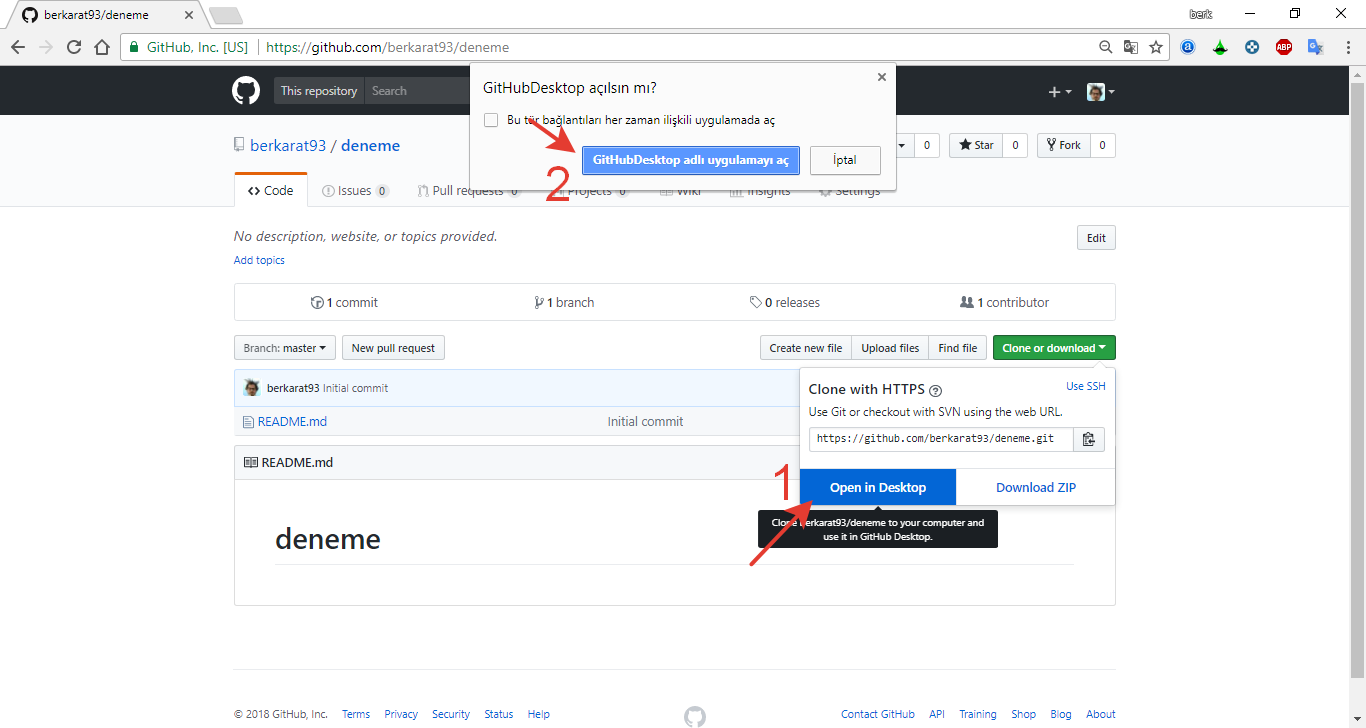 Github Proje Yükleme ekran görüntüsü 5