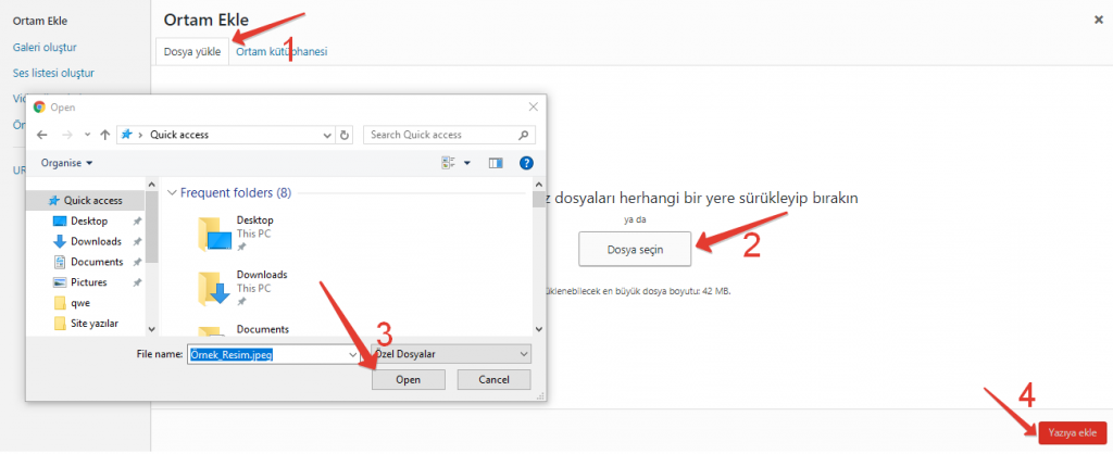 wordpress Resim yükleme